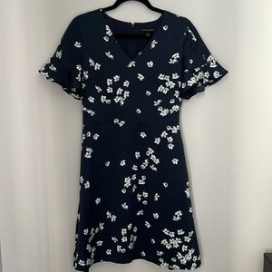 Navy and White Flower Dress